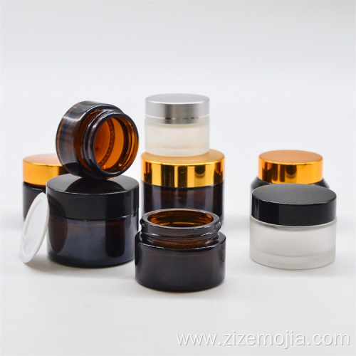 Amber cosmetic containers glass cream jar